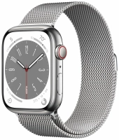 Часы Apple Watch Series 8 41mm Stainless Steel Case GPS+Cellular Milanese Loop Silver